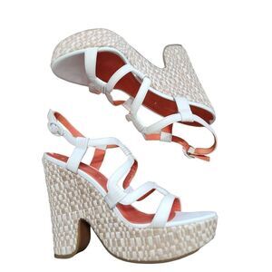 Via Spiga white leather strappy platform sandals Sz 7.5